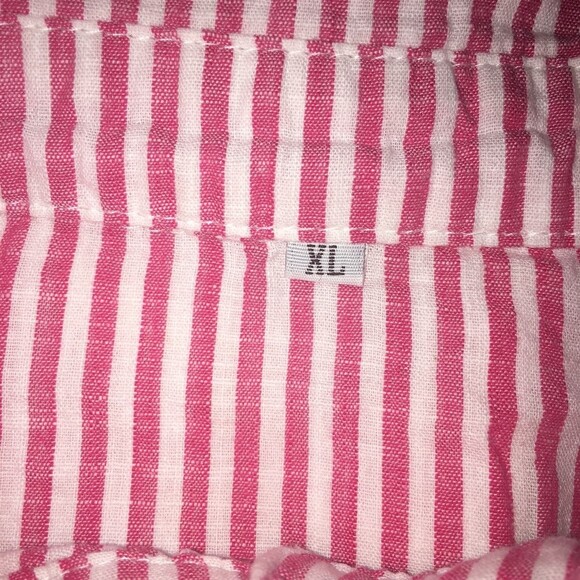 Unbranded top Womens XL red white button up 3/4 sleeve tunic Candy Stripe Beachy - Picture 3 of 8